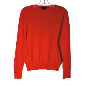 Ann Taylor Womens Orange Long Sleeve Rayon Sweater Size L